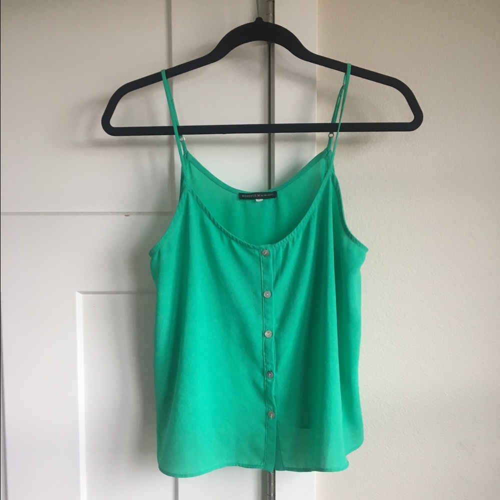 Green button up tank top