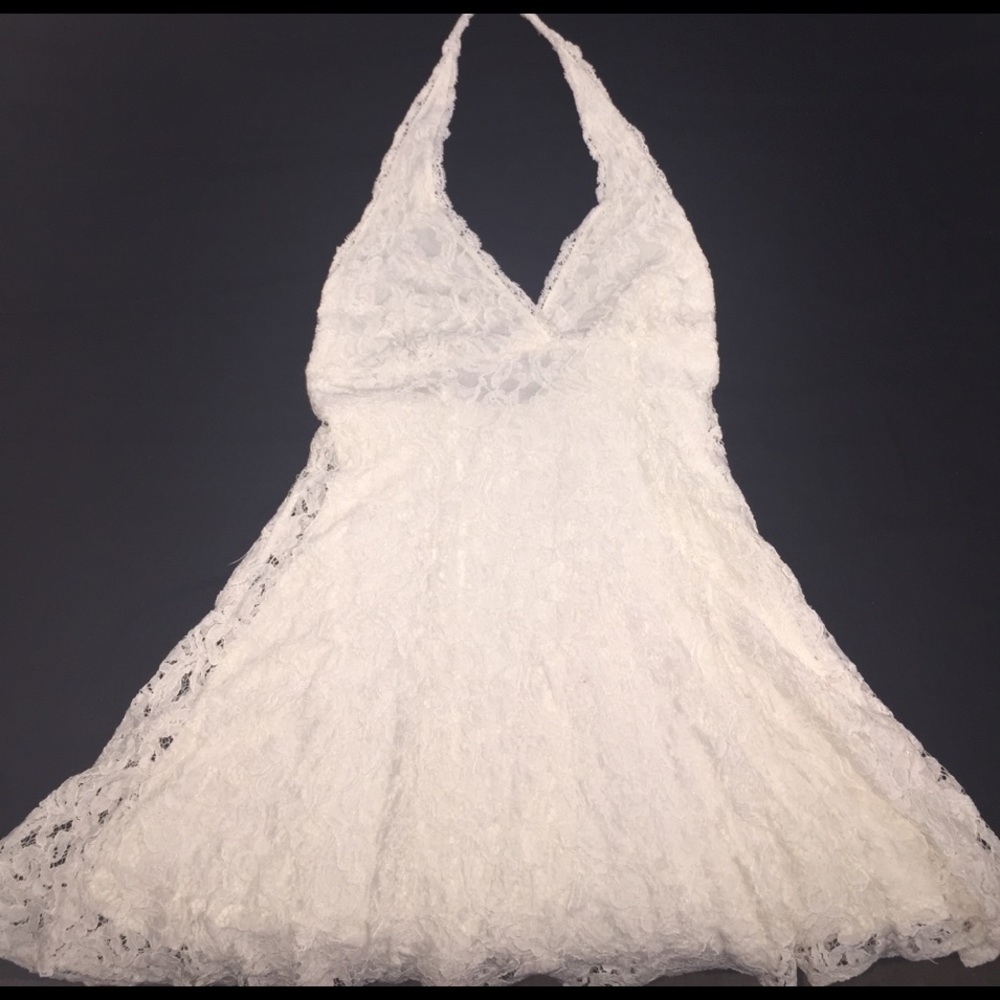 White lace halter dress