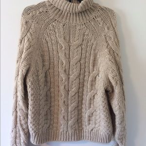 Cream, chunky knit, turtle neck sweater!