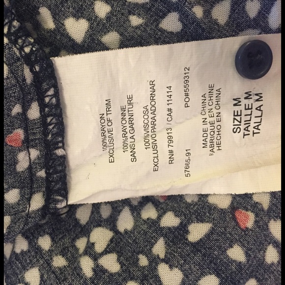 Two Hearts Maternity Blue Button Up Shirt w Hearts - Picture 4 of 4