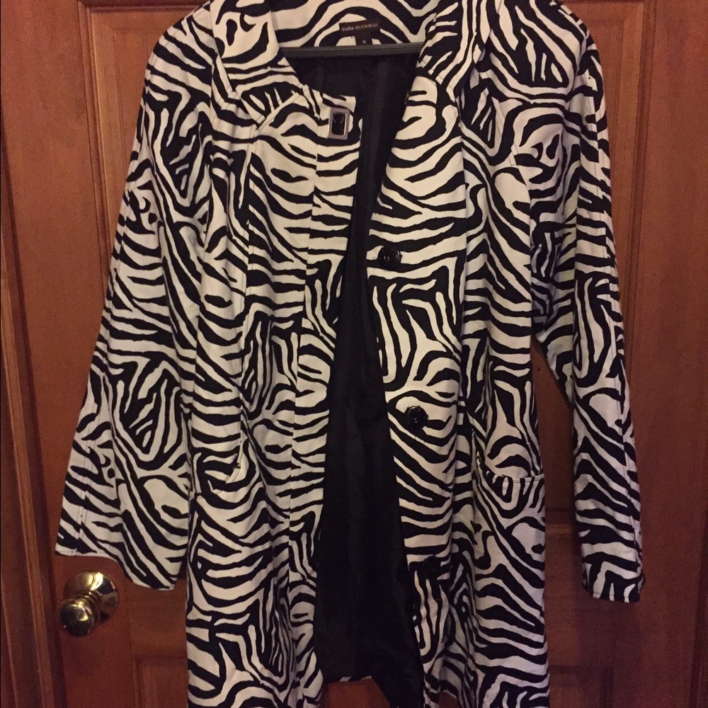 Dana Buchman zebra print trench coat - Picture 2 of 4