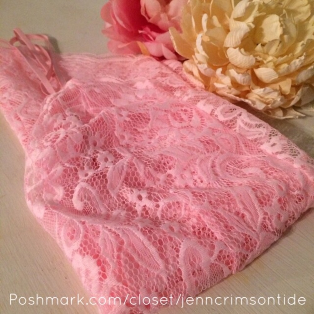 Baby Pink Sheer Lace Bodysuit Lingerie Bralette - Picture 4 of 7