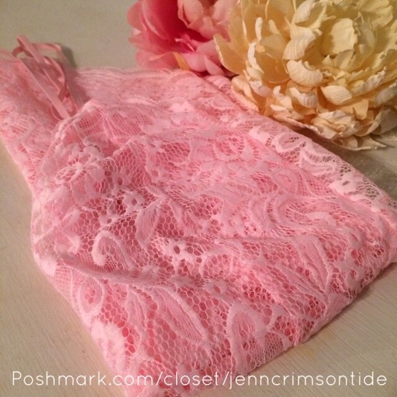 Baby Pink Sheer Lace Bodysuit Lingerie Bralette - Picture 4 of 7