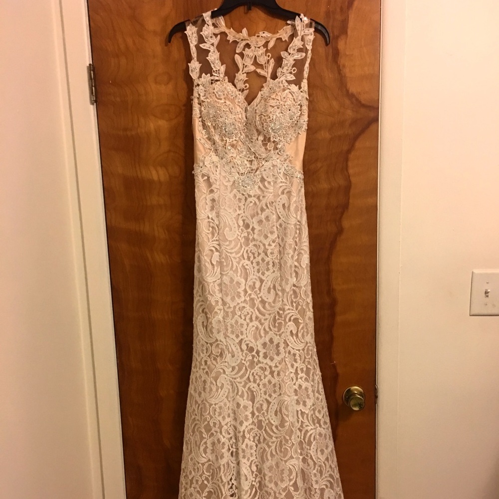 Lace off white and Champagne gown