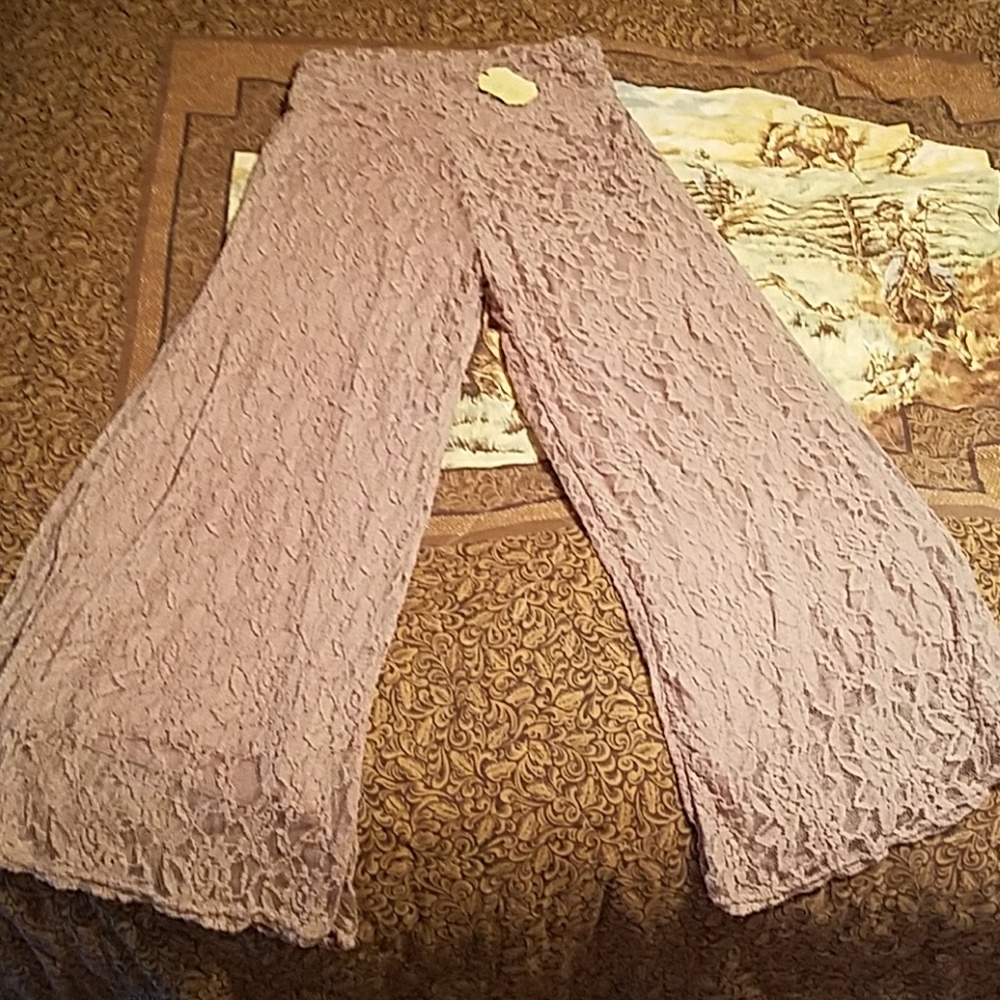 Women's Beige Lace Stretch Pants Size Large