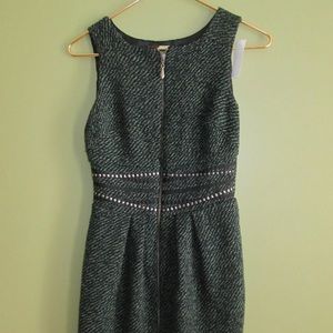 Sz0 green/blk tweed dress anthropologie Eva Franco