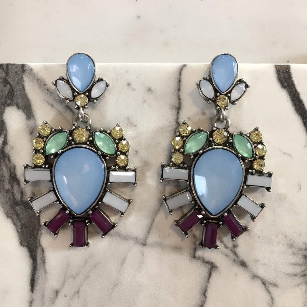 "Leslie" Earrings || Light Blue Crystal Statement - Picture 3 of 8
