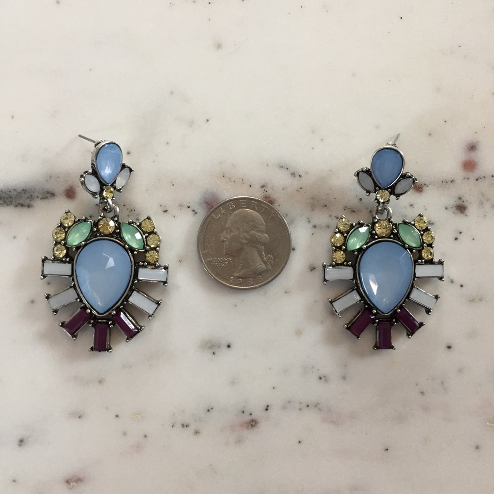"Leslie" Earrings || Light Blue Crystal Statement - Picture 6 of 8