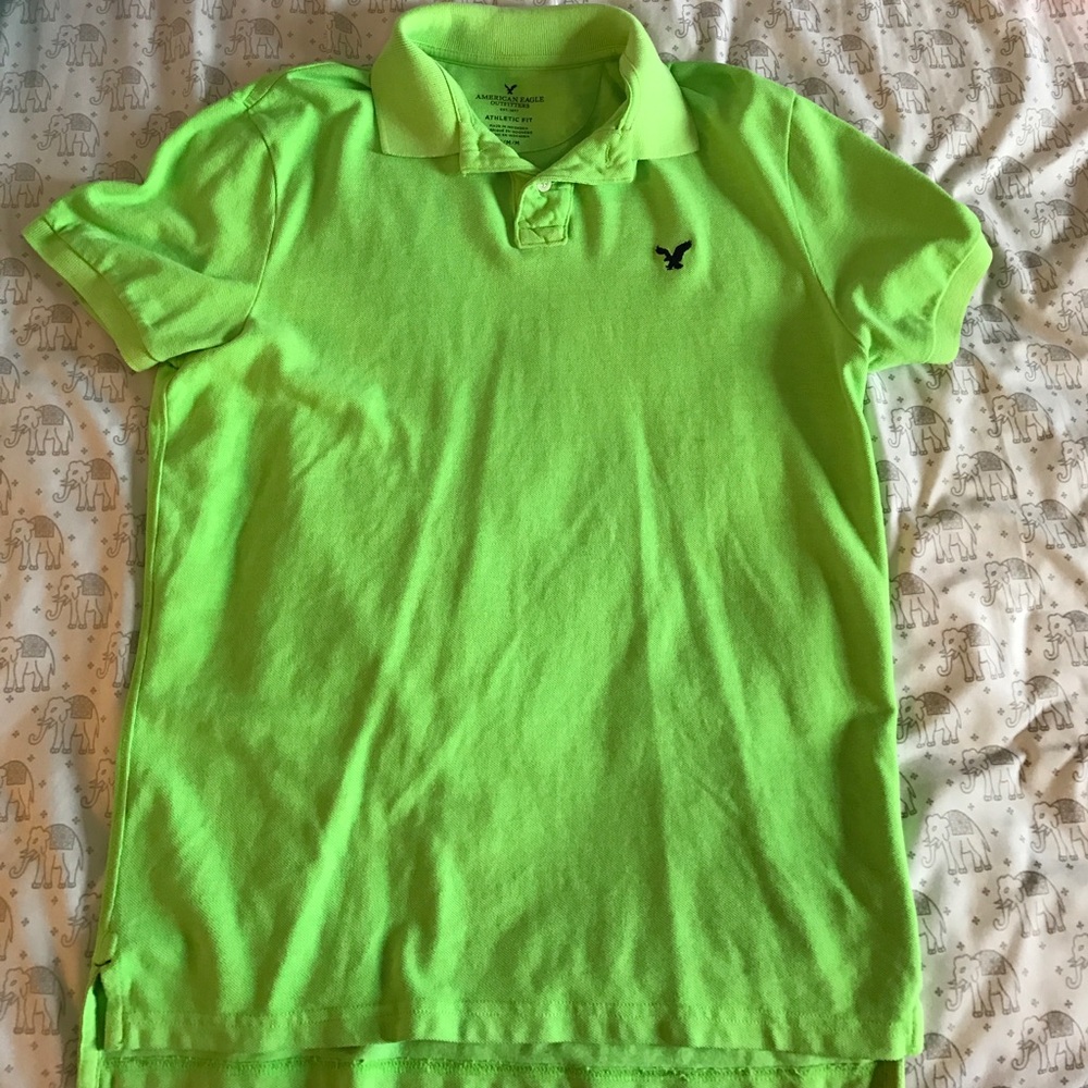 AE neon green polo