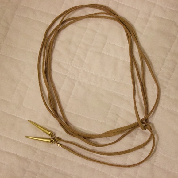 Beige and Gold Suede Wrap Choker - Picture 2 of 2