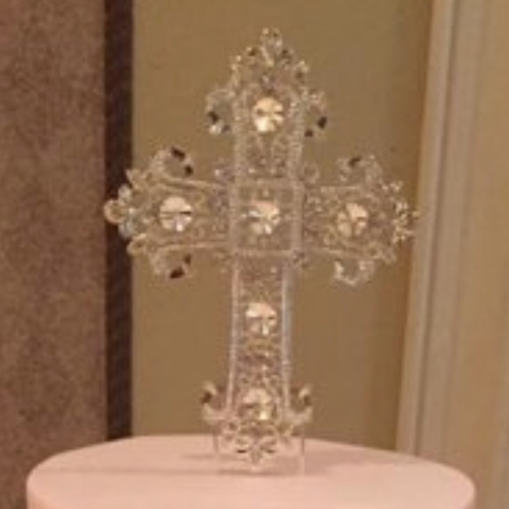 Rhinestone cross cake topper NEW