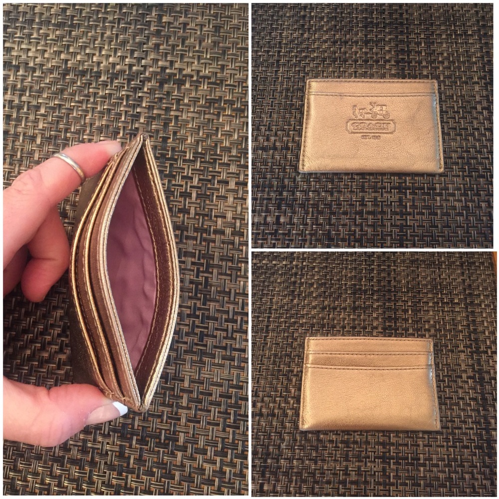 Authentic Coach Bronze Leather Slim Card Case.