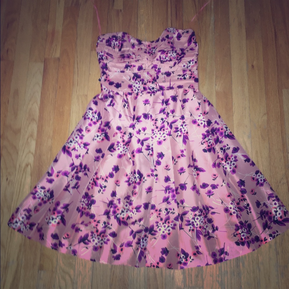 Express floral strapless dress