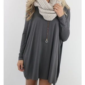 Gray long sleeve piko dress