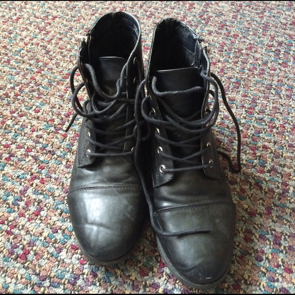 Black combat boots