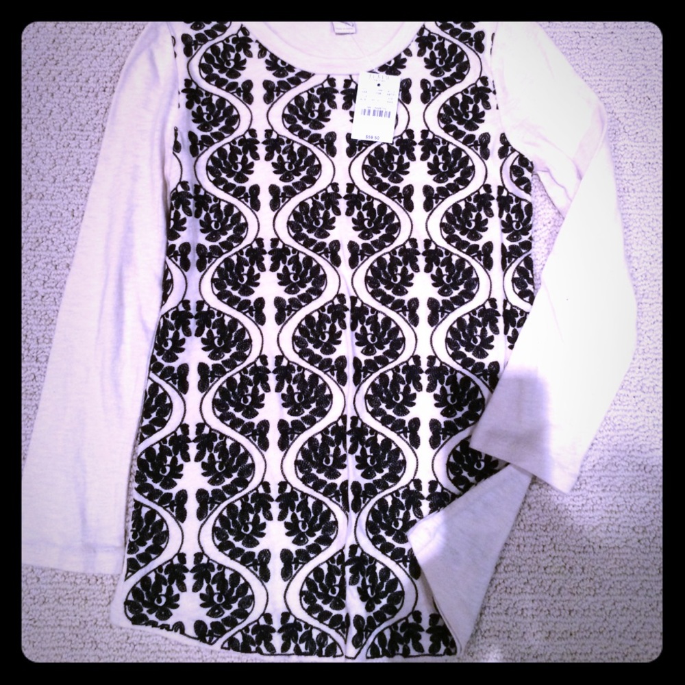 Cream and black embroidered sweater