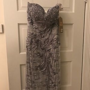 Gray beaded lace dress
