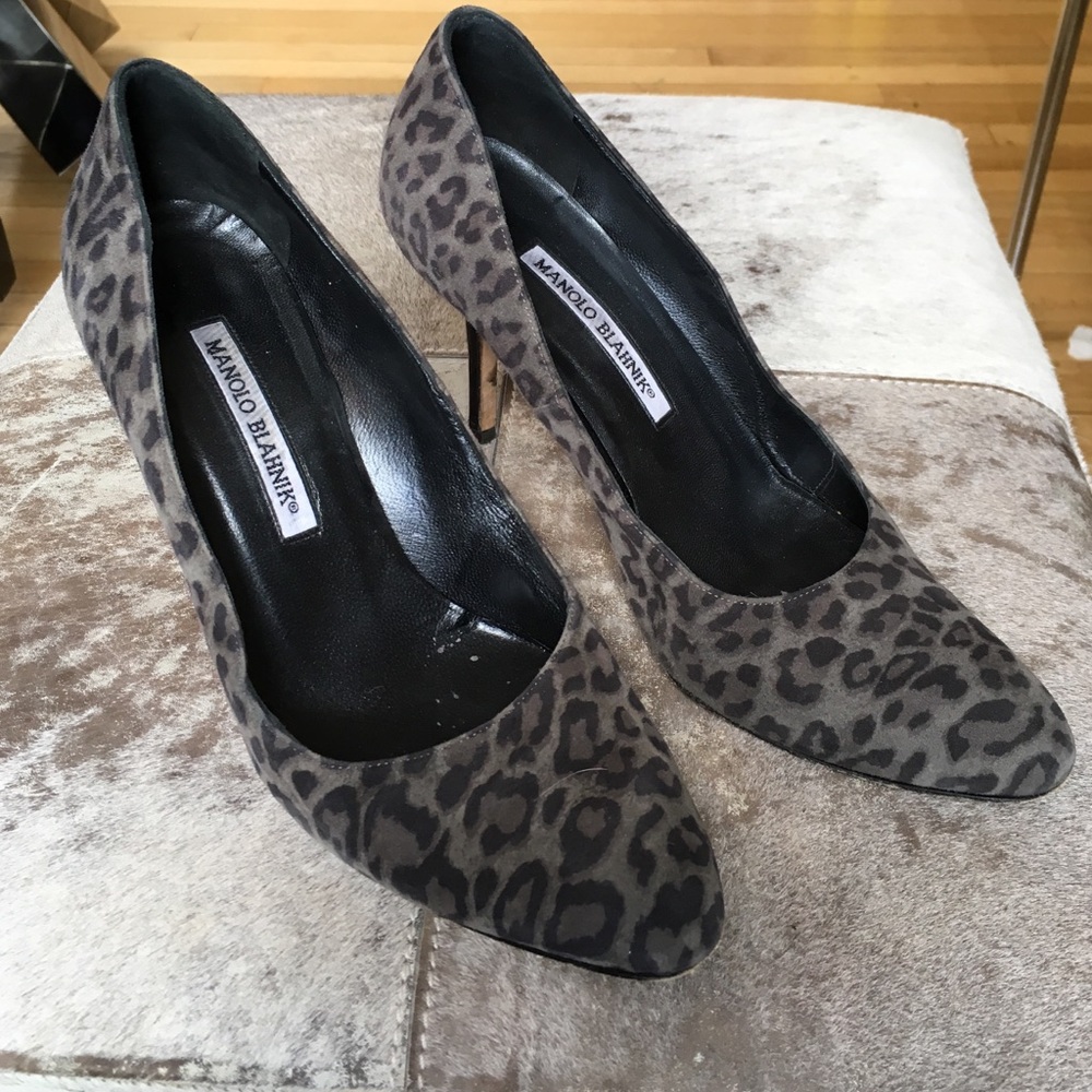 Leopard suede heels
