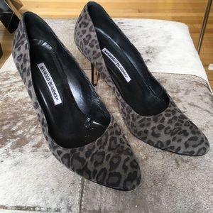 Leopard suede heels