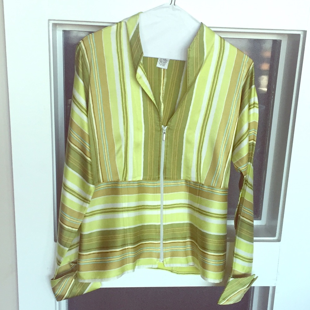 Gorgeous Victor Costa Zip-Up Silk Blouse Sz 8