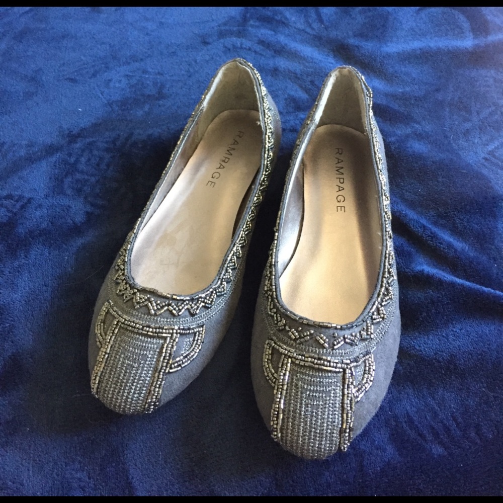 Grey flats metallic bead details