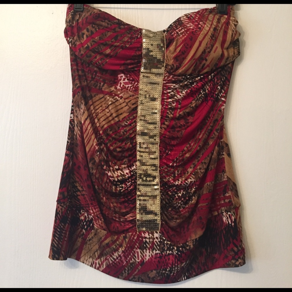 Dots Strapless Red, Gold, Jungle Themed Top