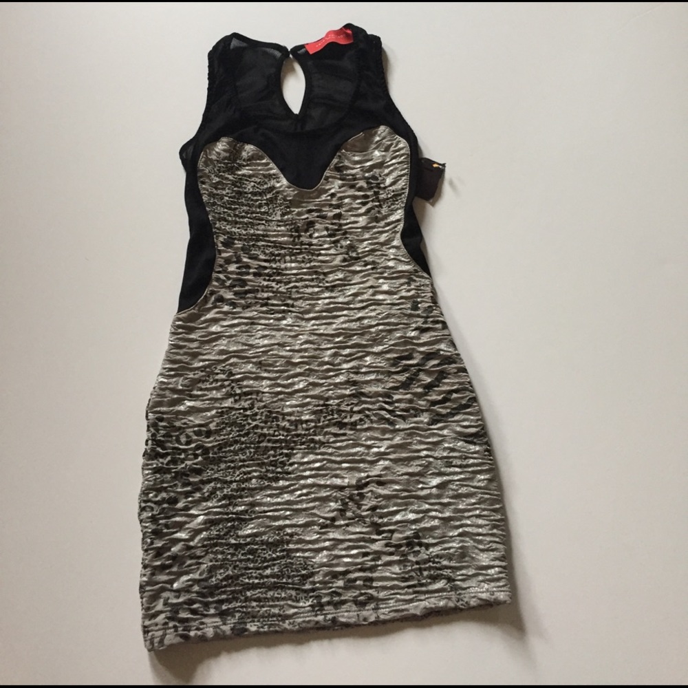 NWOT Akira Chicago Black & Silver Bodycon Dress - Picture 1 of 8