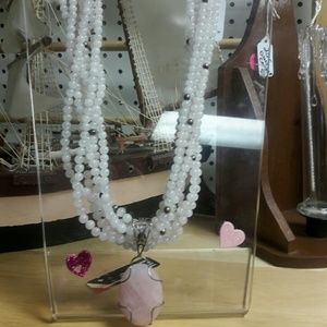Multi strand rose quartz necklace.