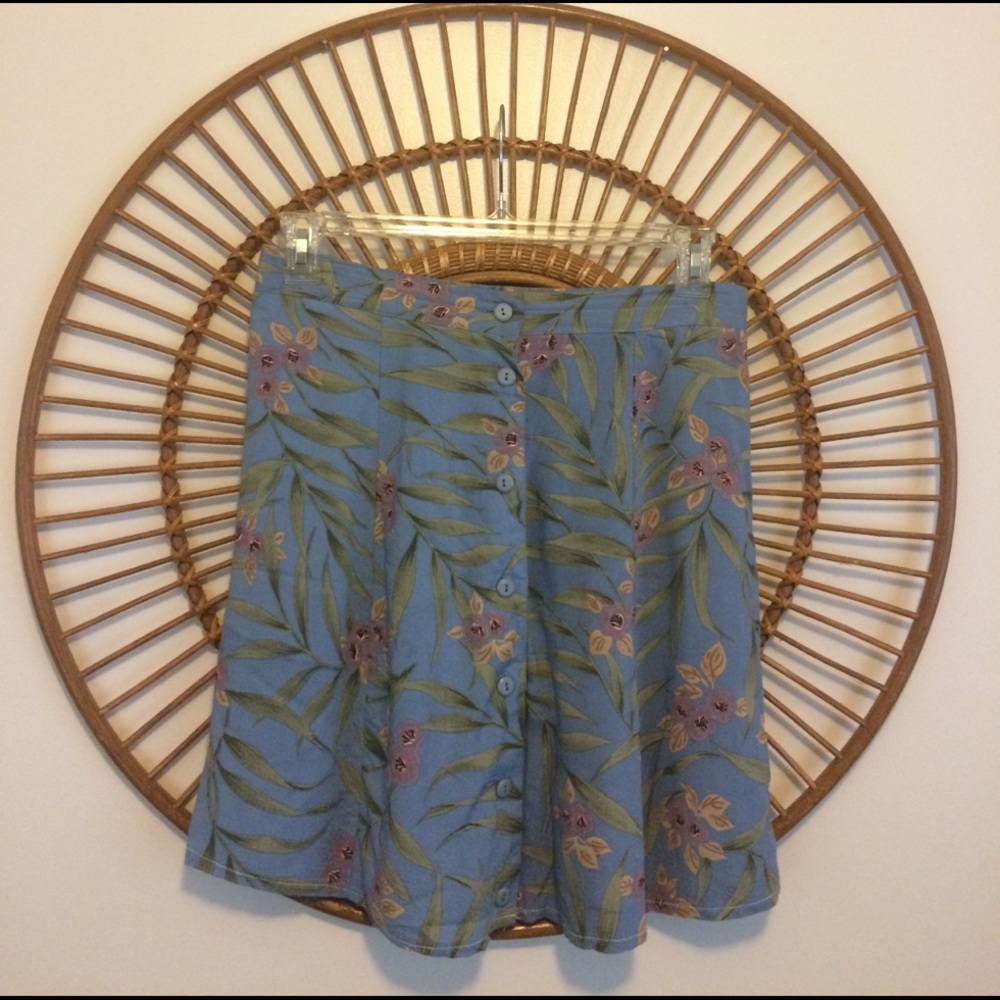Blue Floral Mini Skirt