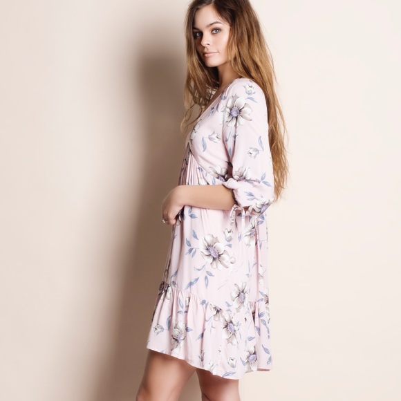 Blush Floral Mini Dress - Picture 2 of 4