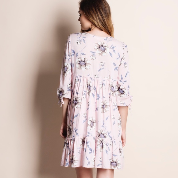 Blush Floral Mini Dress - Picture 3 of 4