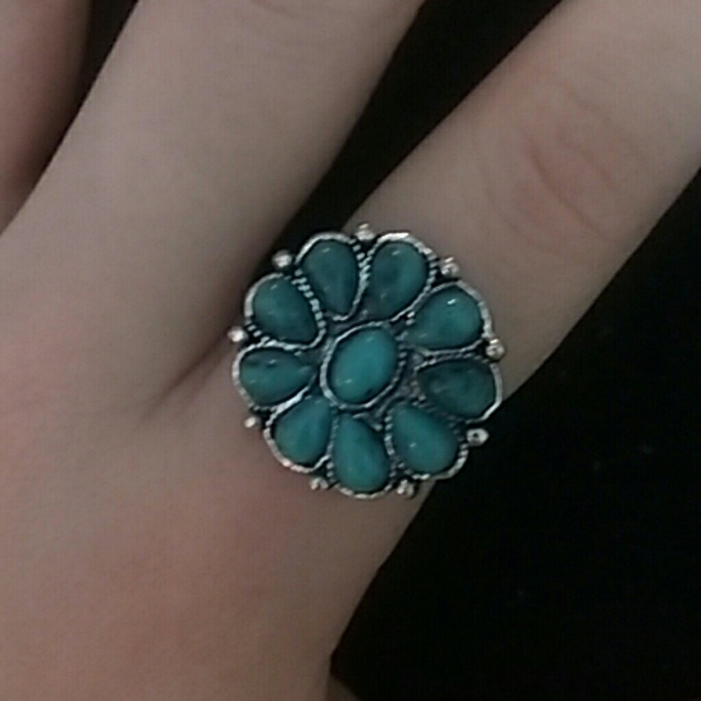 Faux turquoise Concho ring