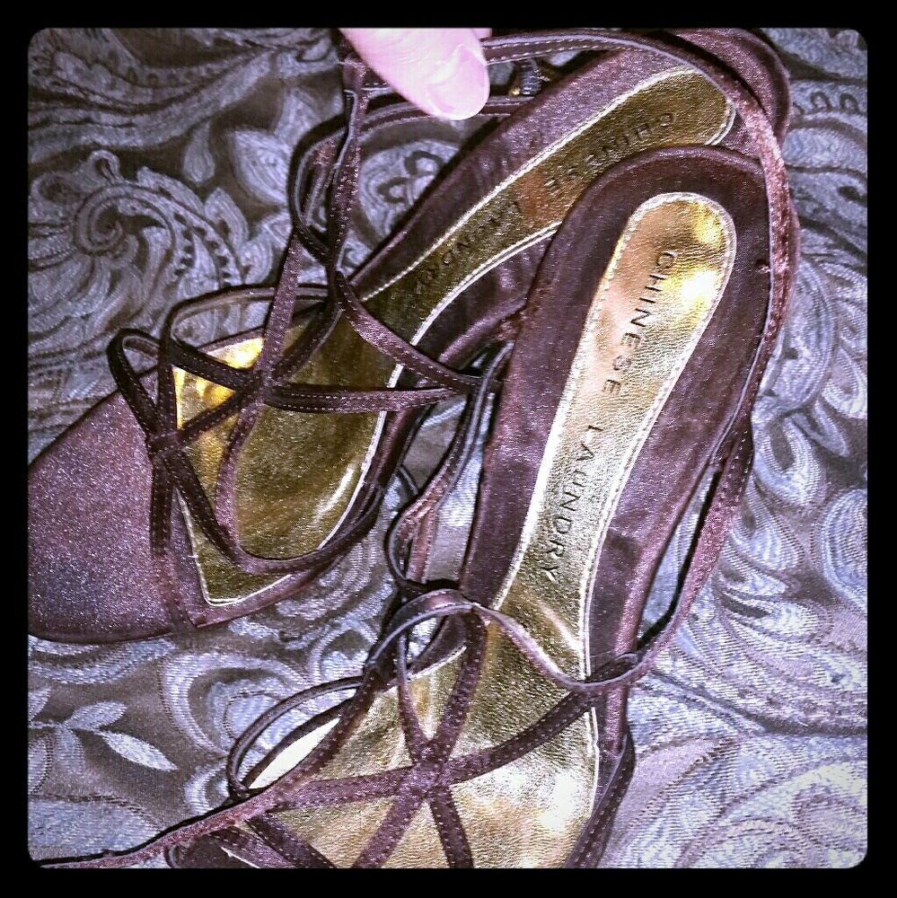 Brown strappy heels