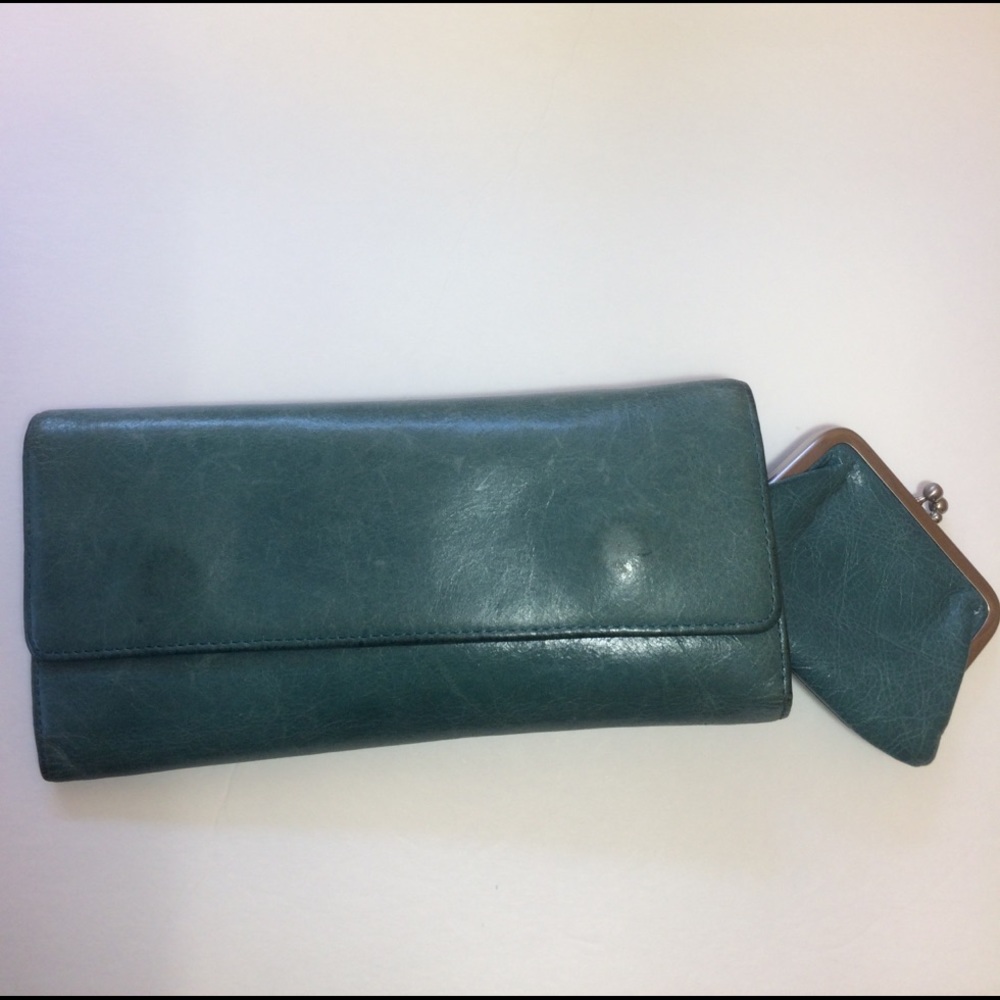Hobo Sadie Trifold Wallet in Teal Green