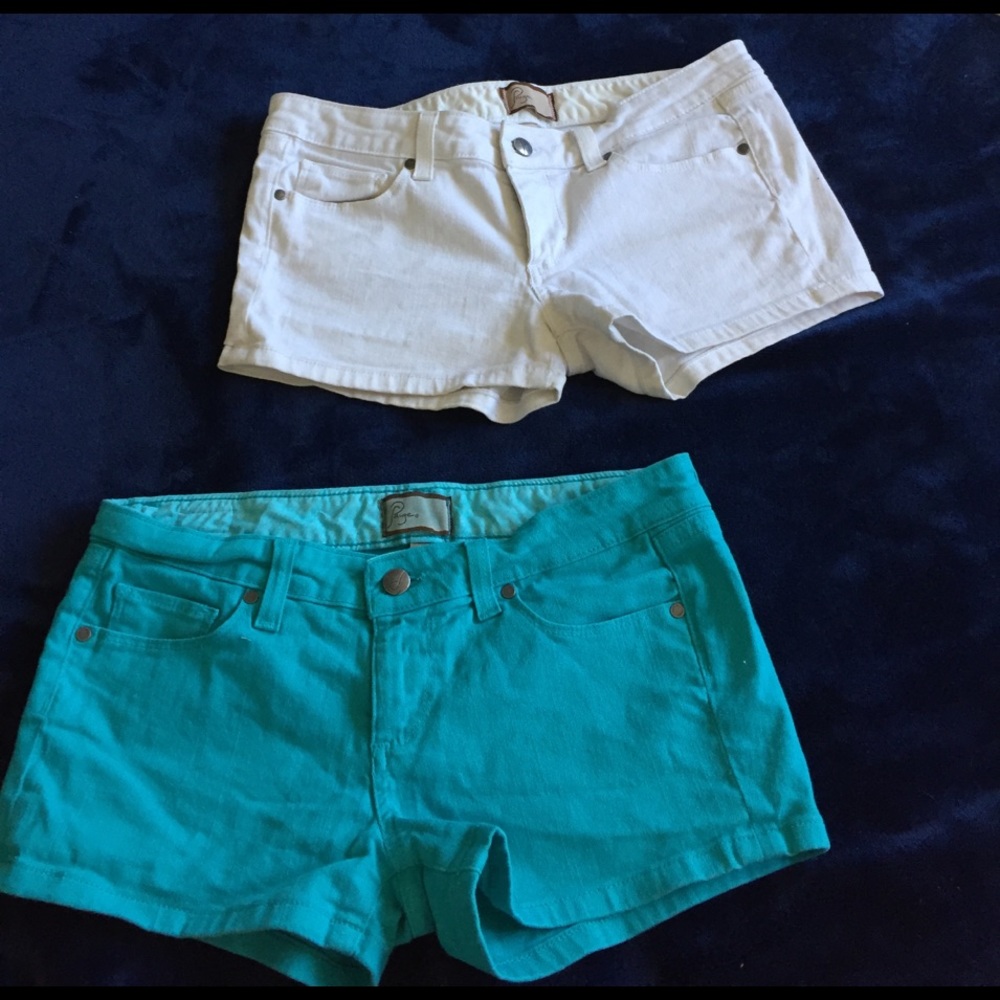 Paige jean shorts Turquoise and White!