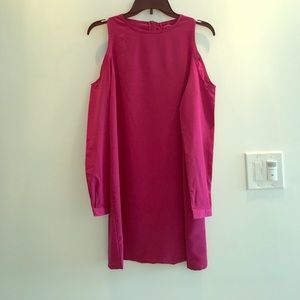 Shoulder cutout long sleeve shirt dress