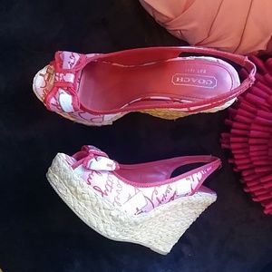 Adorable Coach sling back wedge