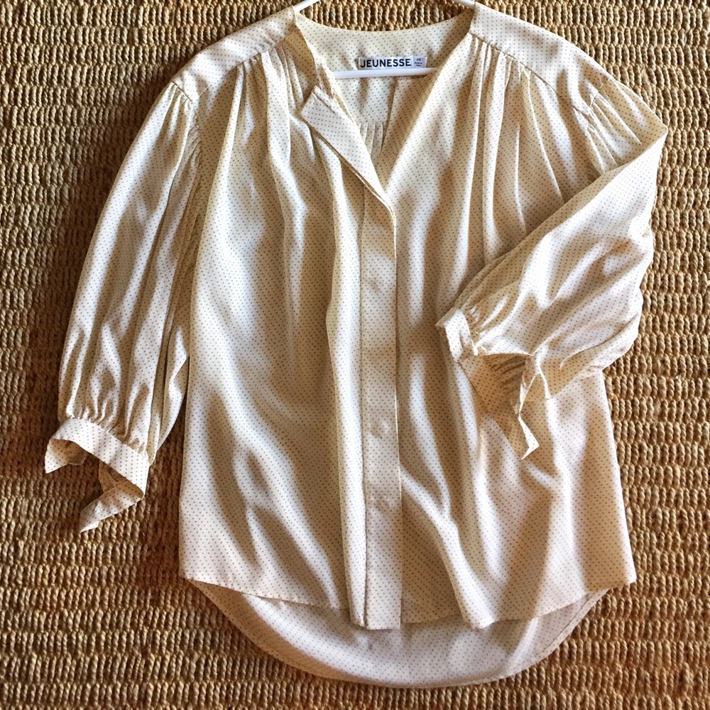 Cream silk dotted blouse