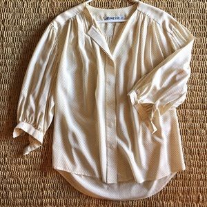 Cream silk dotted blouse