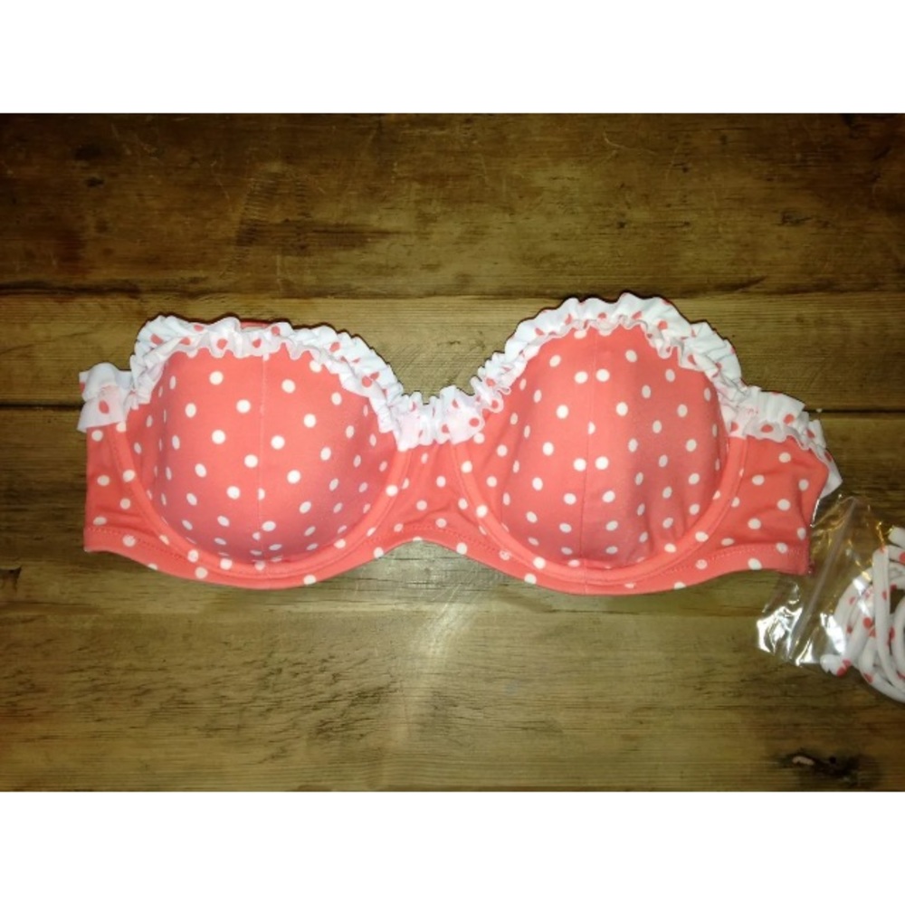 VS Coral dot print balconet swim top