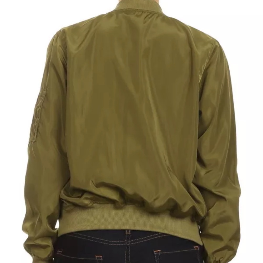 Olive Windbreak Bomber Jacket - Picture 3 of 5