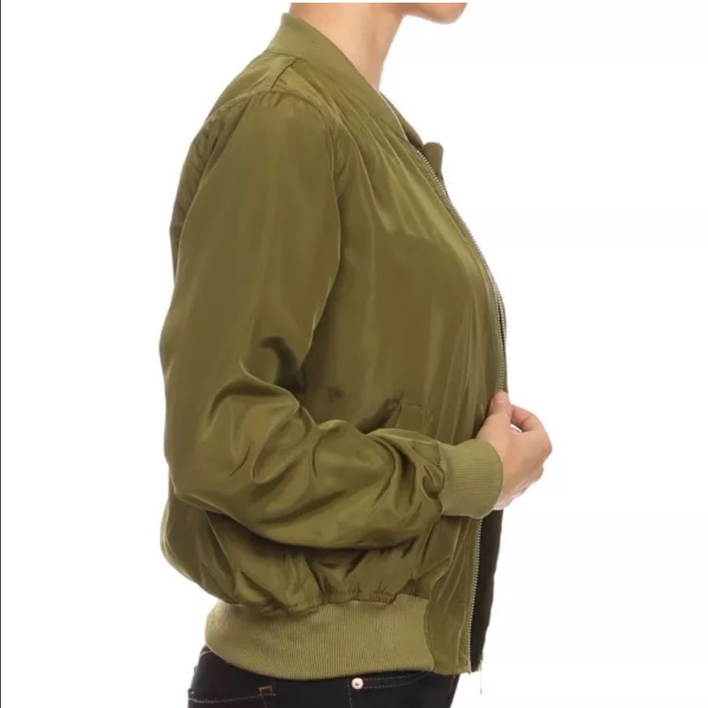 Olive Windbreak Bomber Jacket - Picture 4 of 5