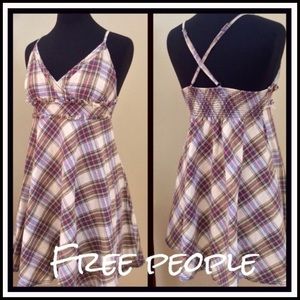 FREE PEOPLE Plaid A-Line Sun Dress