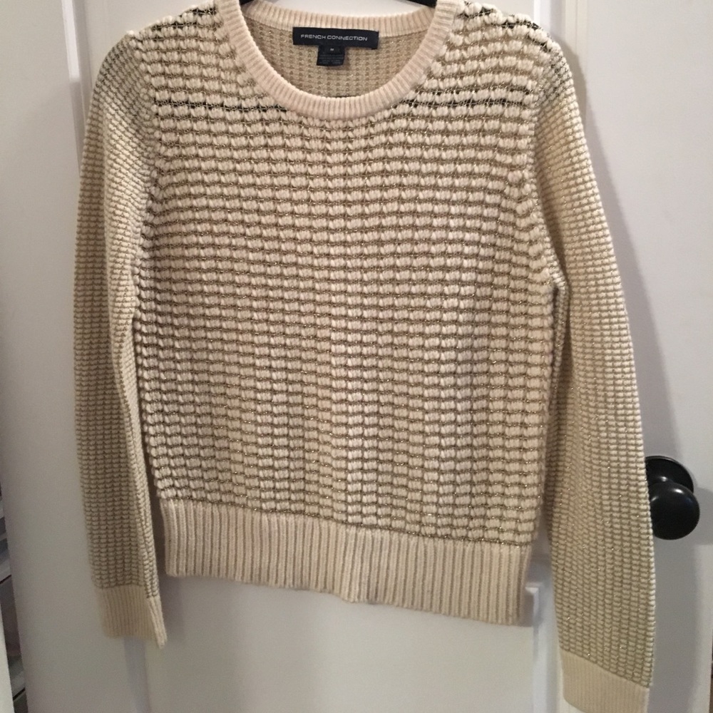 French Connection Gold Mesh Sweater