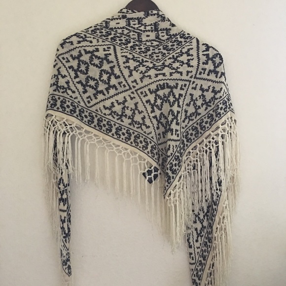 Anthropologie Accessories - Anthro black and white fringe scarf
