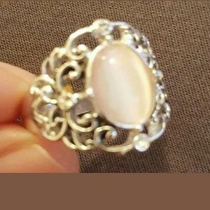 Women's Pink Gem Rhinestone Silver Tone