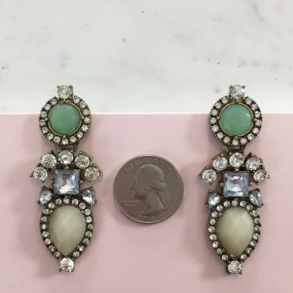 "Elodie" Earrings || Tan & Clear Crystal Statement - Picture 6 of 9