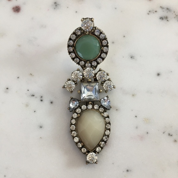 "Elodie" Earrings || Tan & Clear Crystal Statement - Picture 7 of 9