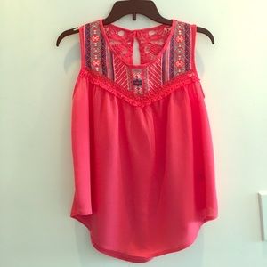 Coral embroidered top