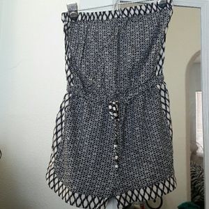 Macy's Navy Blue & Cream Romper